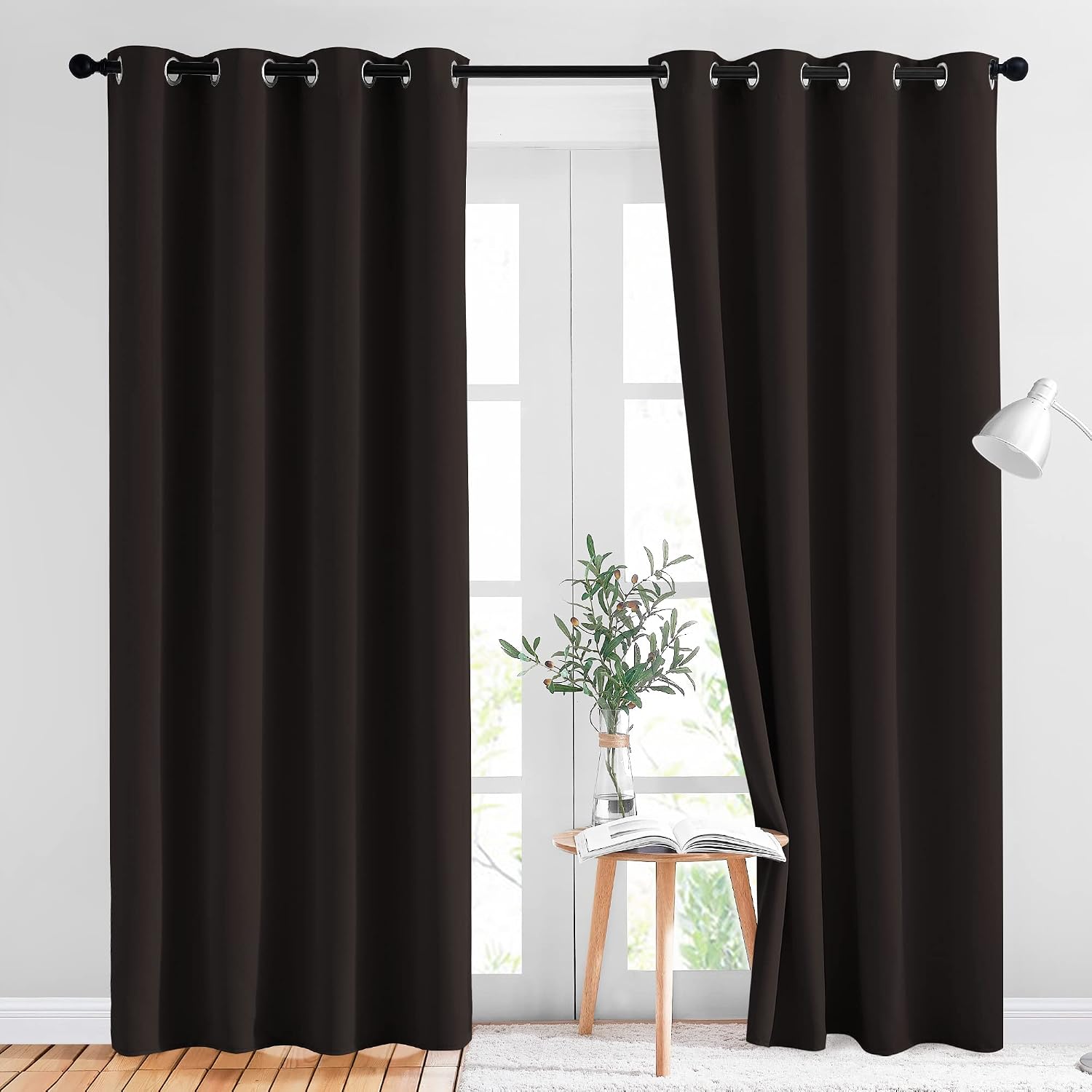 Nicetown Bedroom Blackout Curtains and Drapes - Energy Smart Thermal Insulated Solid Grommet Blackout Draperies for Living Room (2 Panels,…