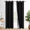 Xwzo 100% Blackout Curtains 84 Inches Long with Tiebacks- Privacy Protection, Energy Efficiency Window Draperies Grommet Top with Black Lin…