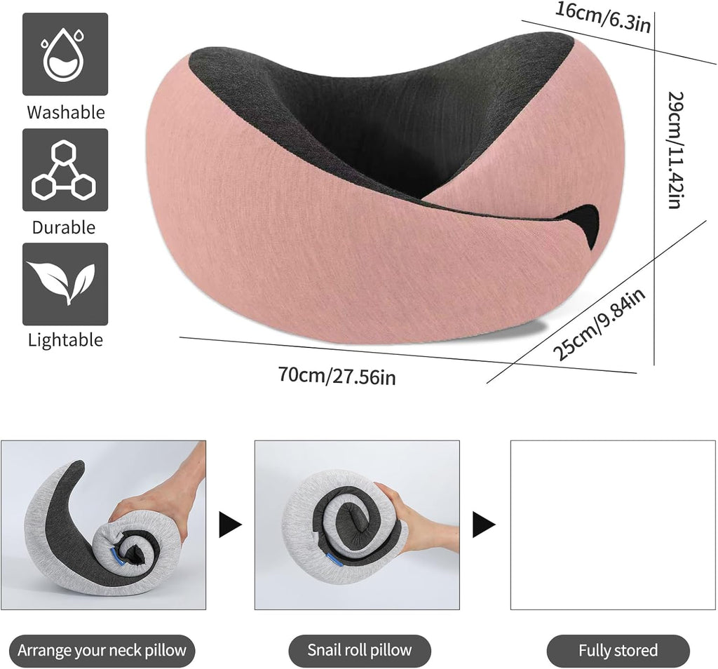 Travel Neck Pillow for Airplane – Memory Foam 360° Support Compact Design Ergonomic Flight Pillow for Sleeping & Neck Support Portable…