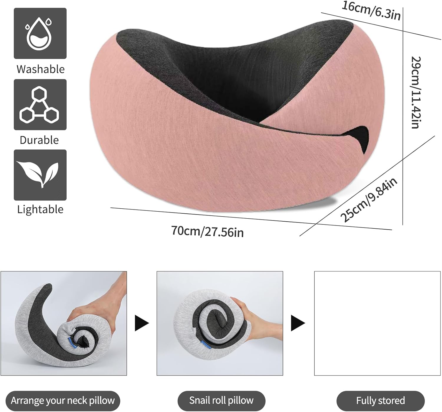 Travel Neck Pillow for Airplane – Memory Foam 360° Support Compact Design Ergonomic Flight Pillow for Sleeping & Neck Support Portable…