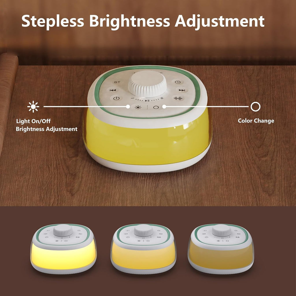 DONOW White Noise Sound Machine with Light Bluetooth, 30 Soothing Sounds, Knob Volume Control, 8 Colors Night Light with Memory Function…
