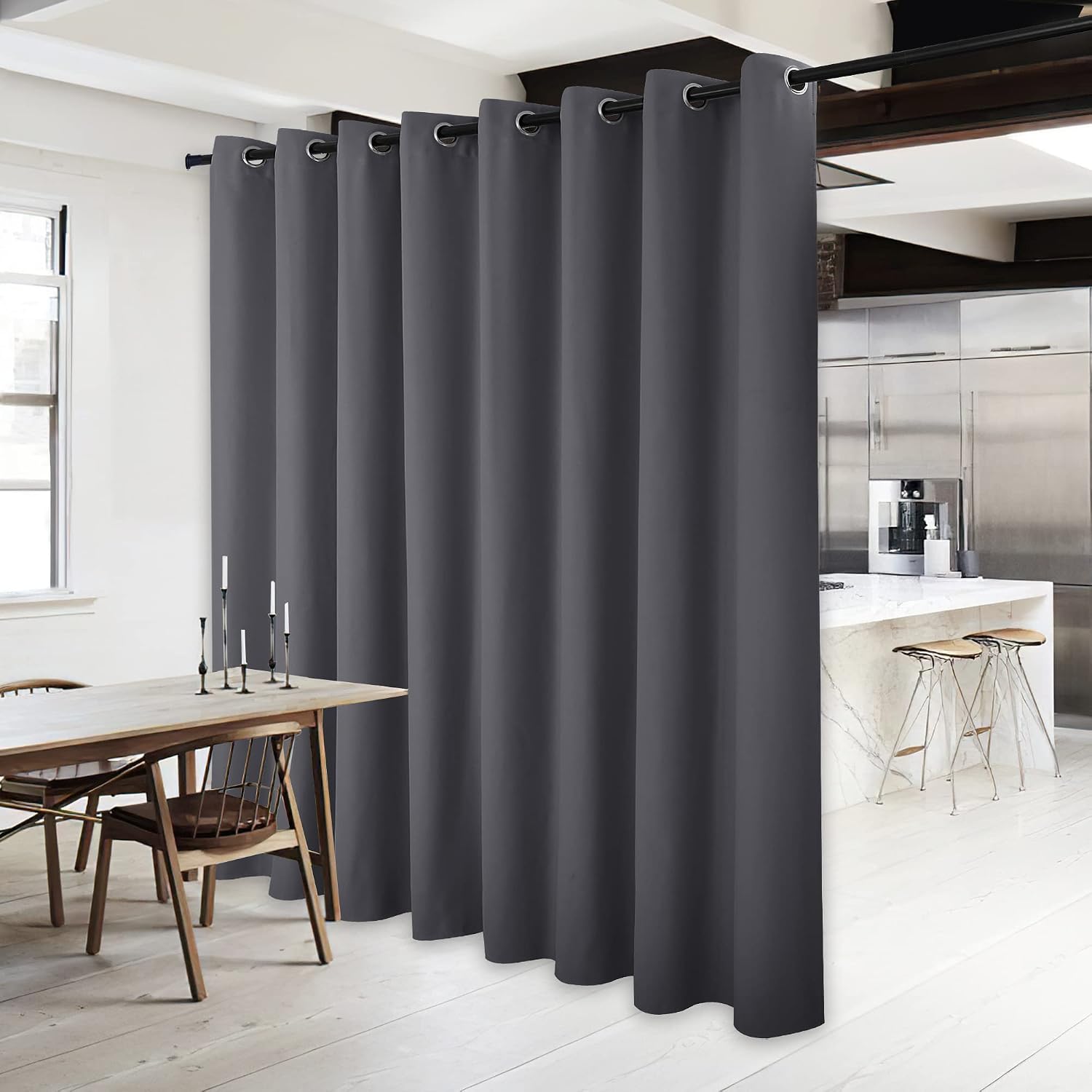 NICETOWN Bedroom Blackout Curtain Panel - (120 inches by 84 inch, Grey, 1 PC) Energy Saving Thermal Insulated Grommet Blackout Drapery…