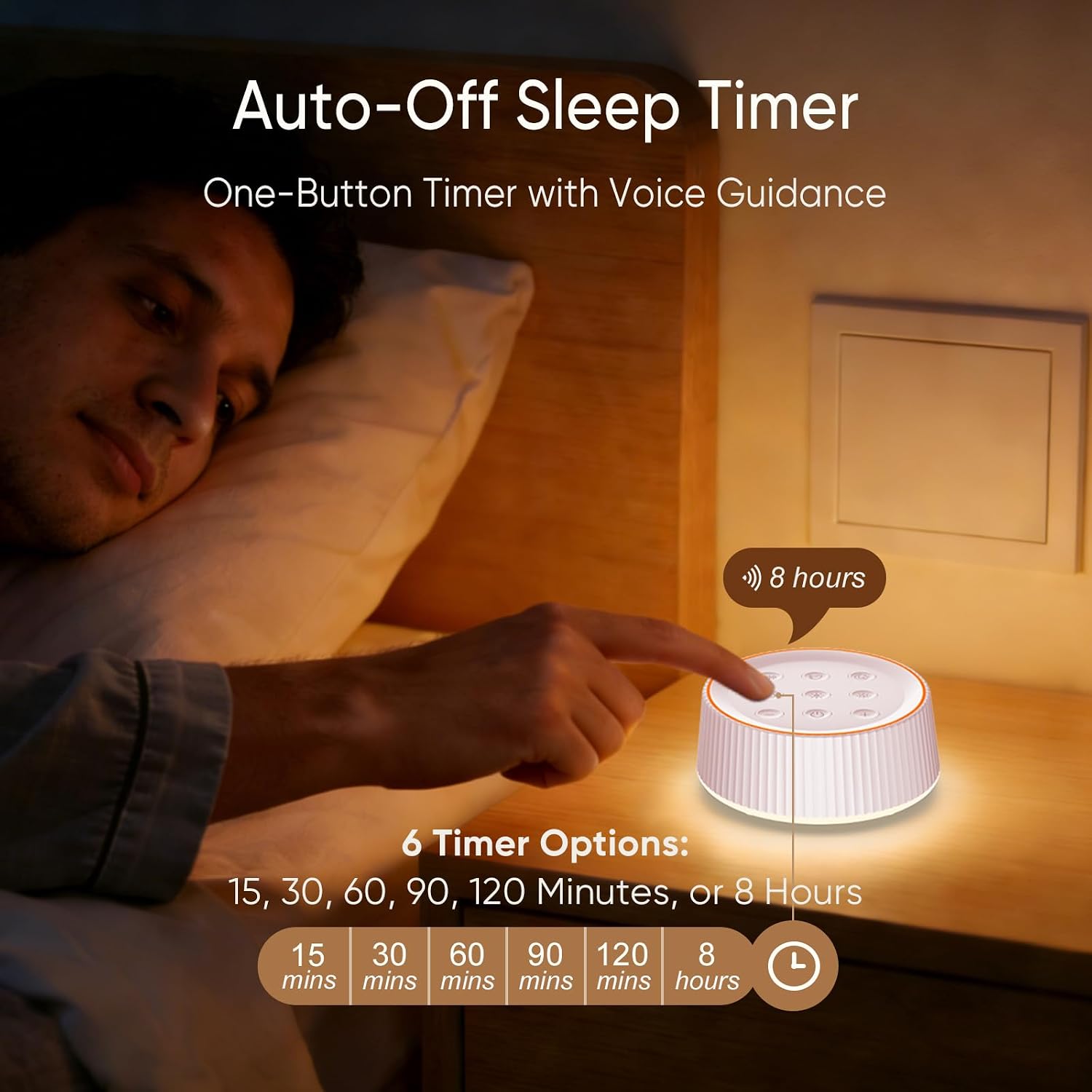 Kipcush® Noise Machine, White Noise Sound Machine for Baby & Adults, 26 Soothing Sounds, 8 Night Light Colors, Tap Control