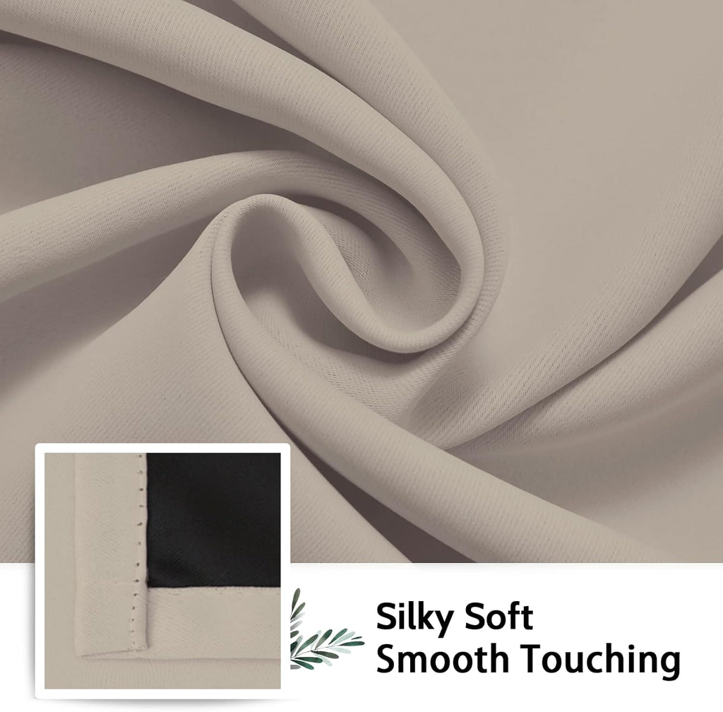 SimpleHome 100% Blackout Curtains for Bedroom, Thermal Insulated Natural Grommet Window Drapes Room Darkening Curtains for Living Room with…