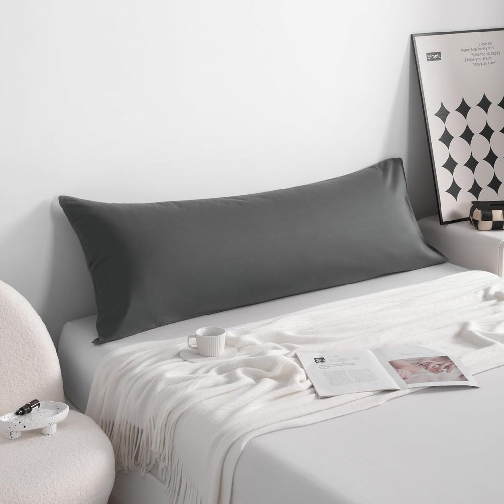 Ntbay Cotton Body Pillowcase - Envelope Closure 20x54 Pillowcase, Breathable and Soft Bed Pillow Case, Dark Grey Cotton Grey