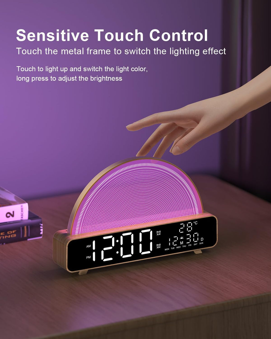HAODINGMAI Sunrise Alarm Clock Wake Up Light with Sunrise Simulation White Noise Machine Touch Control Bedside Lamps Colors Atmosphere…