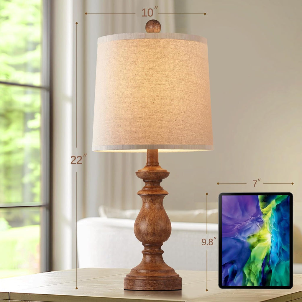 PARTPHONER Traditional Table Lamp Set of 2, Rustic Farmhouse Table Lamps for Living Room Bedroom, 22" Bedside Desk Lamps Vintage…