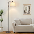 AIDENOEY Fully Dimmable Floor Lamp for Living Room, Standing Lamp Rotary Switch with Linen Beige Shade, Black Tall Lamps for Bedroom with…