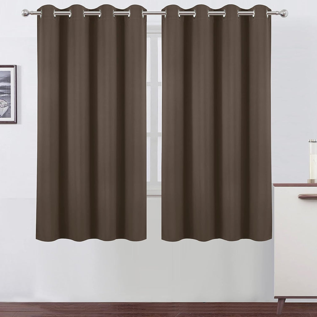 Lemomo Chocolate Brown Blackout Curtains 66 x 63 Inch Length/Set of 2 Curtain Panels/Thermal Insulated Room Darkening Blackout Curtains for…