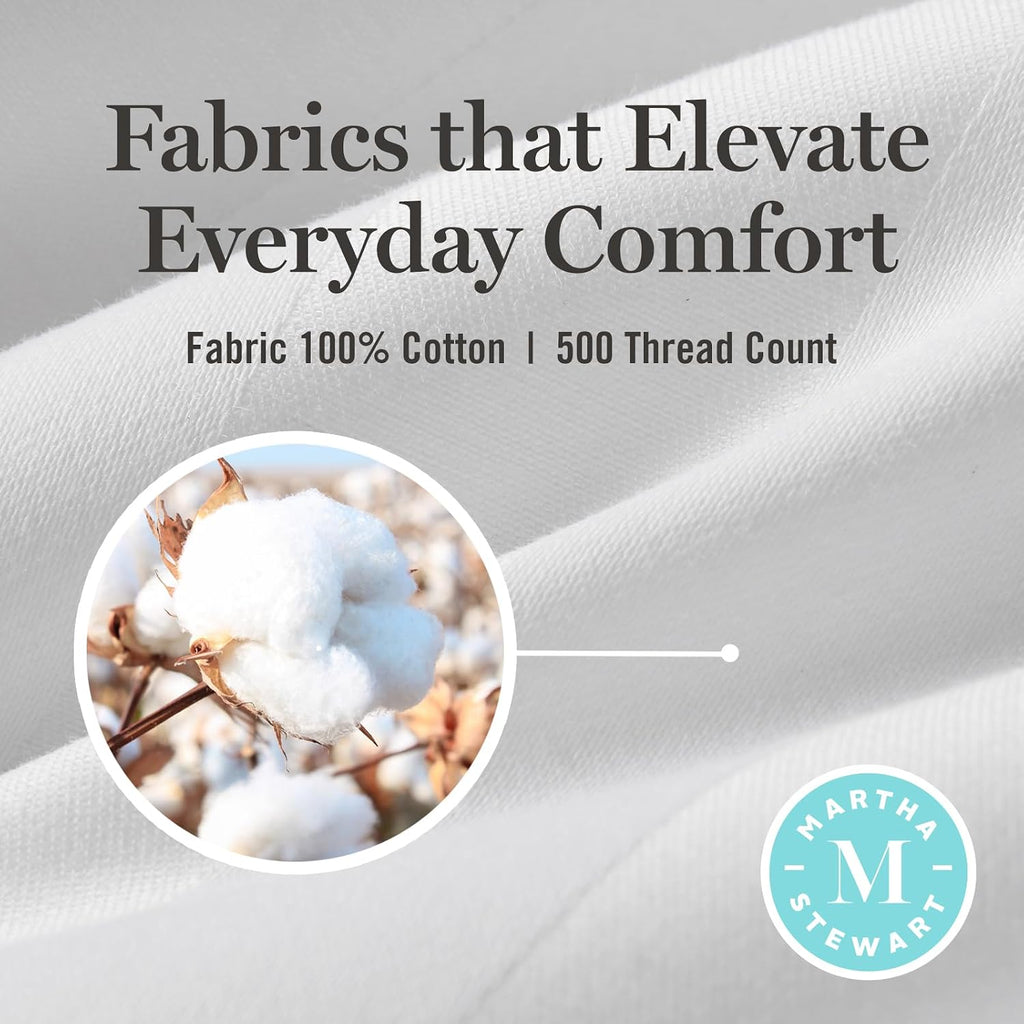 Martha Stewart Hotel Collection Pillow 500 Thread Count Damask Stripe Embroidered Feathers Soft Hypoallergenic 100% Cotton Queen Size Set…