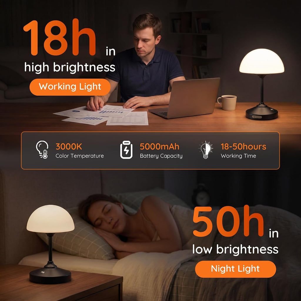 Dawnwake Table Lamp Cordless Lamp for Bedroom, Small Bedside Desk Table Lamp,5000mAh Rechargeble Battery Operated Dimmable Table…