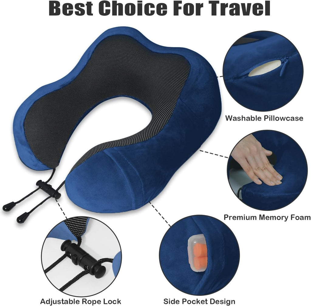 Elvodosia Travel Pillow, Memory Foam Neck Pillow for Traveling, U Shape Neck Pillow Airplane Portable Flight Pillow Travel Kit with…