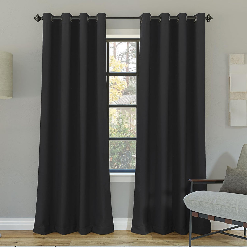Sun Zero Nordic 2-Pack Theater Grade Noise Reducing Extreme 100% Blackout Grommet Curtain Panel Pair, 52" x 96, Coal Gray, 52" x 96"