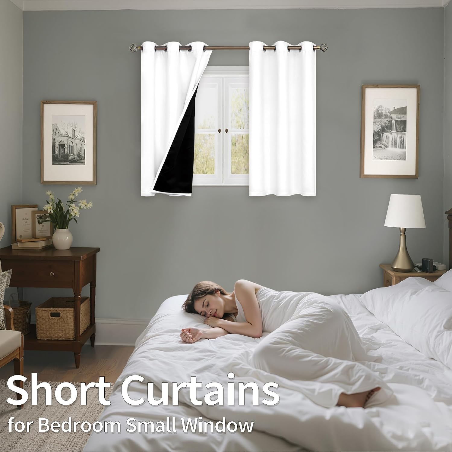 BGment Short Curtains for Small Windows - Cafe Curtains 40 Inch Length White Blackout Thermal Insulated Grommet Drapes for Bedroom (42 x 40…