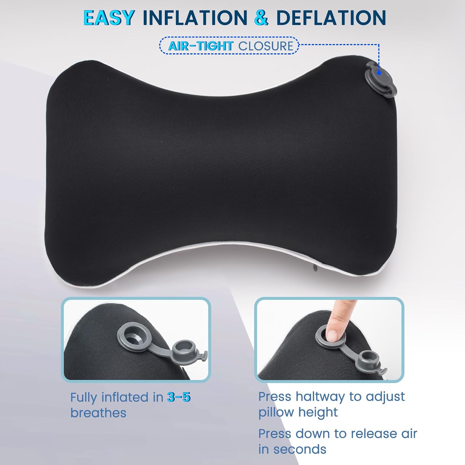 Keemall Inflatable Car Neck Pillow, Soft Headrest Inflatable Car Pillow for Driving Seat with Adjustable Strap, Comfortable Ergonomic…