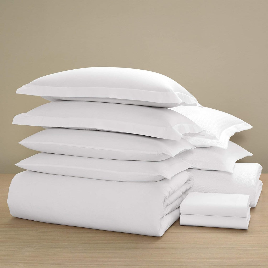 H by Frette Percale H Bed Bundle (King) - Luxury All-White Bedding Bundle/Includes Pillowcases, Top Sheet, Fitted Sheet, Duvet Cover…