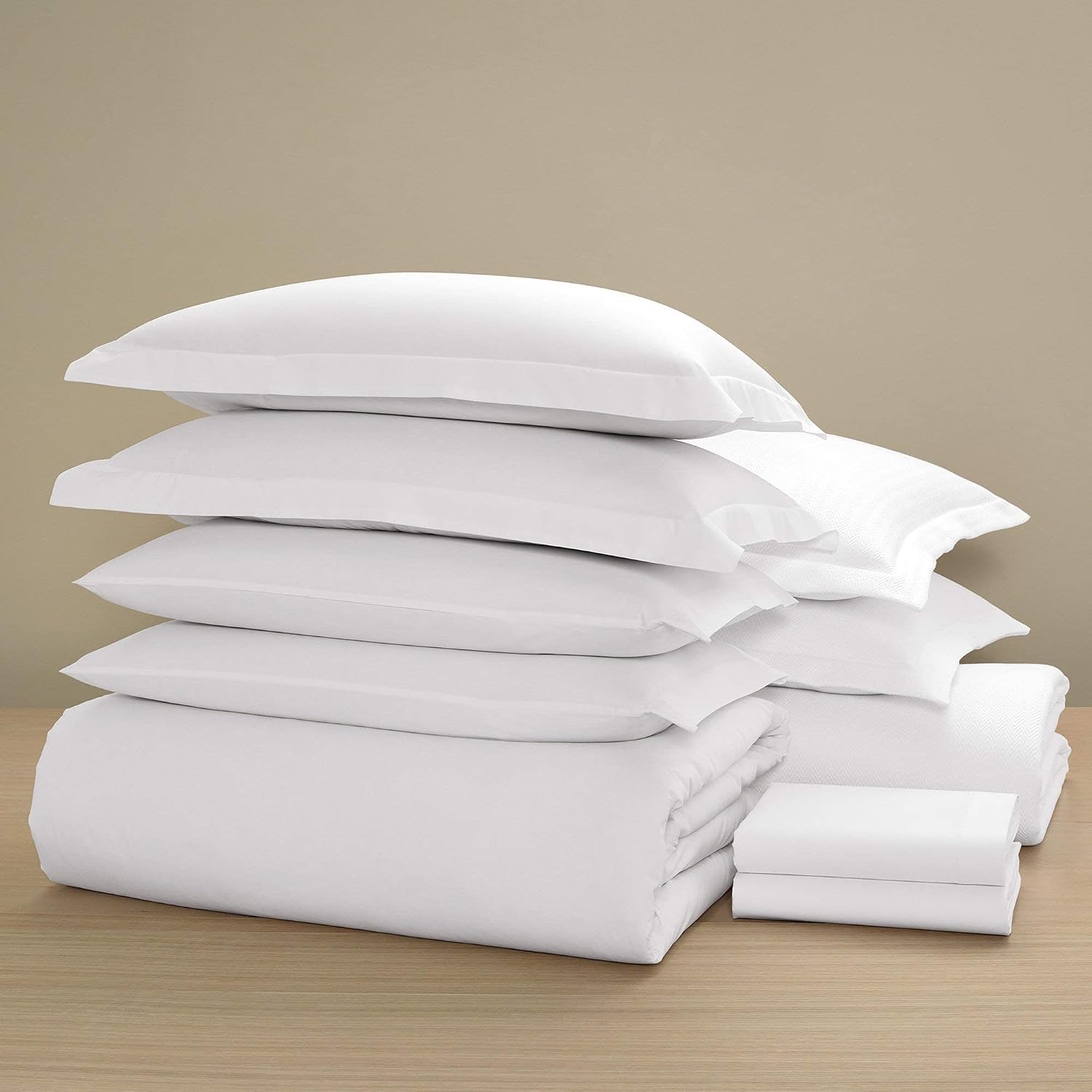 H by Frette Percale H Bed Bundle (King) - Luxury All-White Bedding Bundle/Includes Pillowcases, Top Sheet, Fitted Sheet, Duvet Cover…