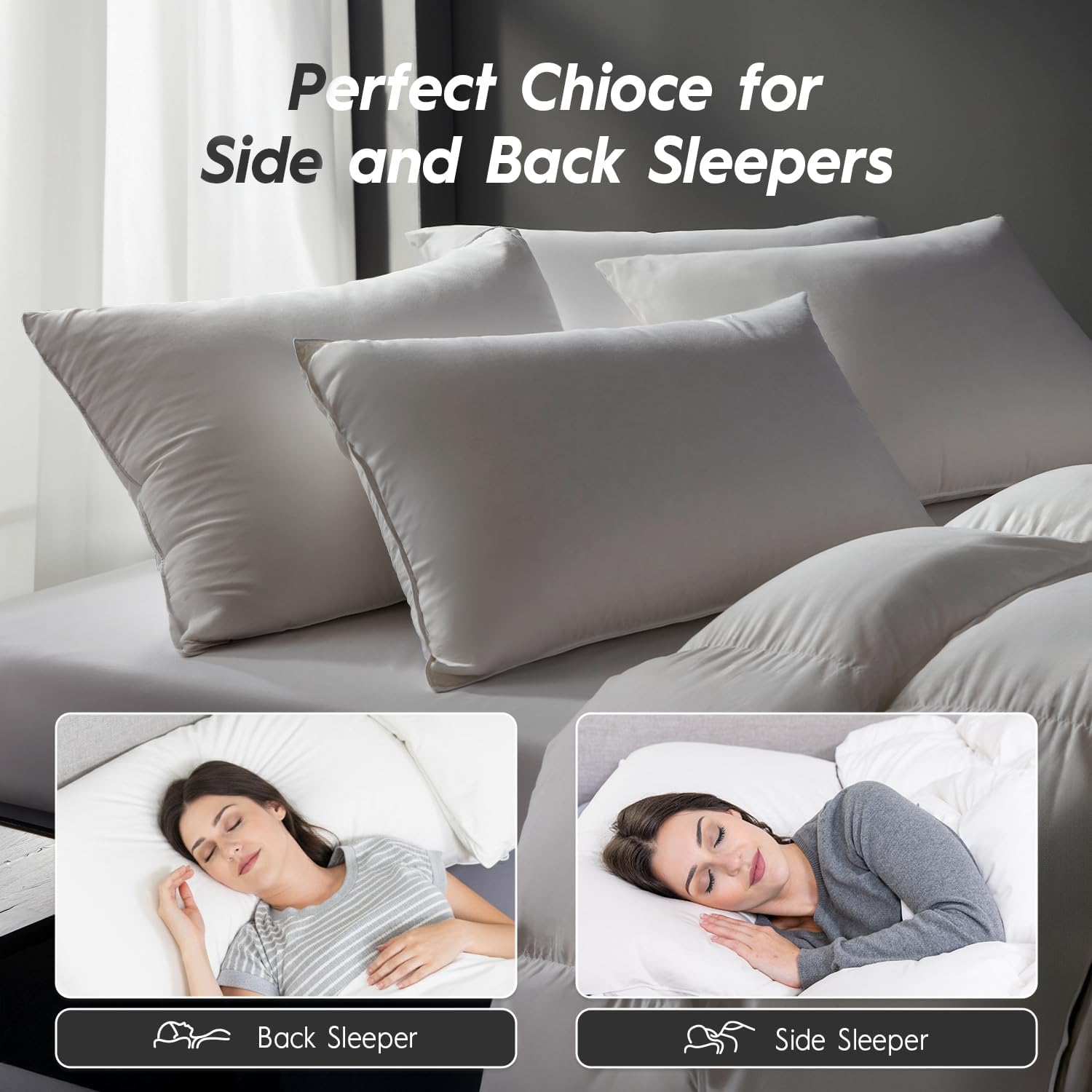 Globon Medium Firm Down Pillow Standard Size Set of 2, Premium Down and Feather Filled Bed Pillow for Sleeping, 100% Cotton Shell 430 TC…