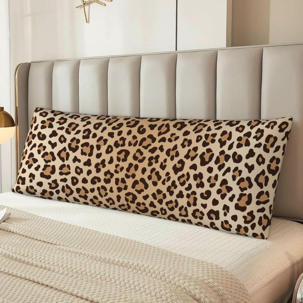 Sovvin Leopard Print Body Pillow Cover Animal Skin Texture Long Pillow Case with Zipper Decorative Soft Cushion Bedding Pillowcase f…