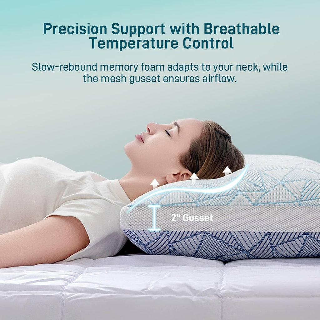 Cotelovo Shredded Memory Foam Cooling Soft Bamboo Viscose Pillow Adjustable Hypoallergenic Hotel Quality Pillow for Stomach, Back or Side…