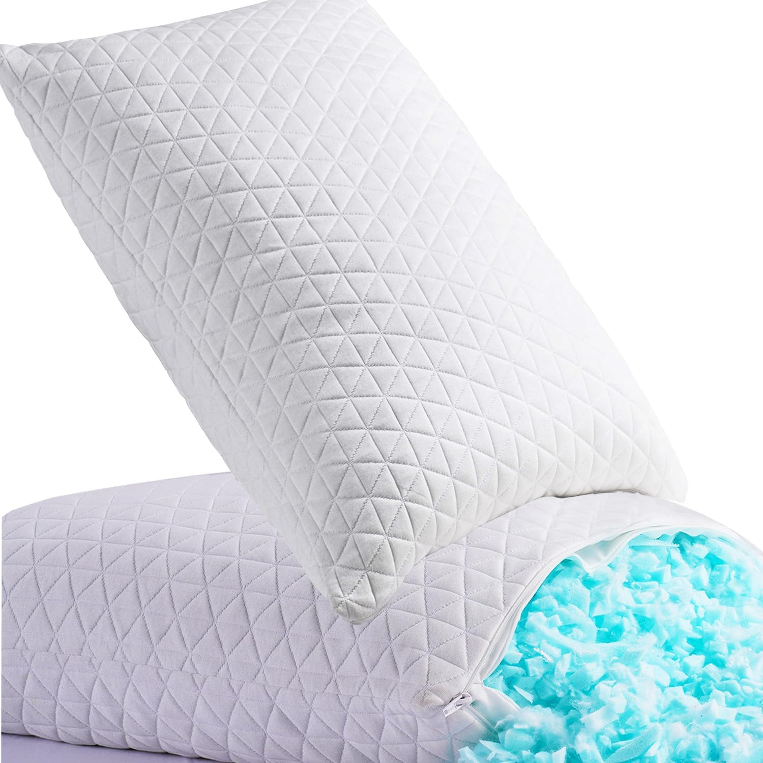 KEYOOHOME Shredded Memory Foam Pillows for Sleeping, Bed Pillows Queen Size Set of 2 Pack Cooling Adjustable, Good for Side and Back…