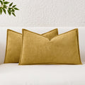 KevinTextile Kevin Textile Waterproof Decorative Pillow Covers Mustard Yellow 12x20 Inch Pack of 2 Soft Boucle Textured Lumbars Cushions El…