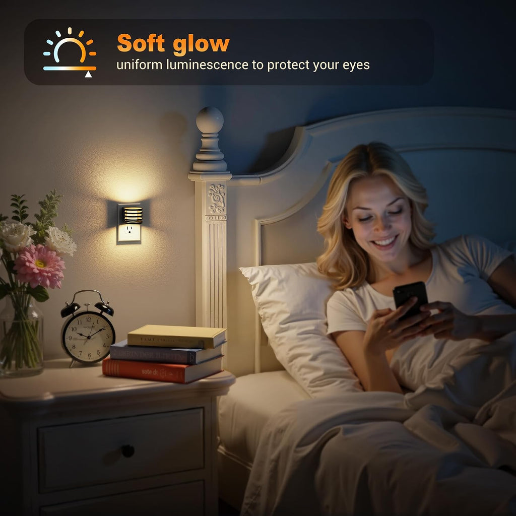 JandCase LED Night Light, Night Lights Plug into Wall with Dusk to Dawn Sensor, 3 Colors Amber/3000K/5000K & 5 Brightness Levels…