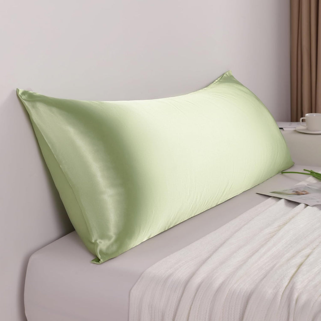 Ntbay Satin Body Pillowcase for Hair and Skin, Luxurious and Silky Pillow case with Envelope Closure, 20x54 Inches, Sage Green 54 Inches Gr…