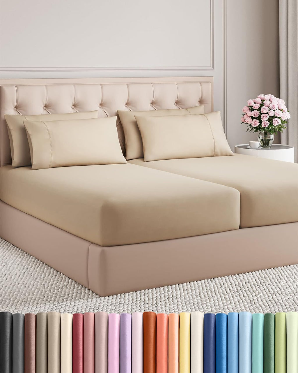 Split King 7 Piece Sheet Set - Comfy Breathable & Cooling - Hotel Luxury Bedding for Women, Men, Kids, Teens & Children - 1 Flat & 2…