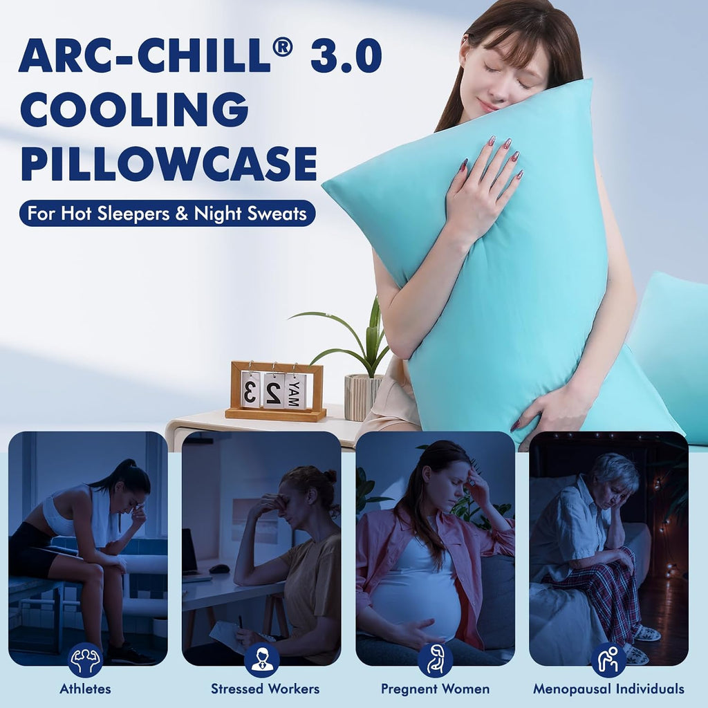Elegear Cooling Pillow Cases for Hot Sleepers, Clean Fabric Silver Infused Cooling Pillowcase Q-Max>0.5, Soft Silky Pillowcases for Hair &…