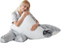 Wsofrlac Fluffy Silk Full Body Pillow for Adults 20x54 Satin Body Pillow Cover Pillowcase with Memory Foam for Bed Grey Pregnancy Cuddle Sn…