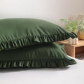 Bedsum Ruffled Pillow Shams Standard 20x26 Set of 2 Brushed Microfiber Pillowcases with Envelope Closure Soft Wrinkle-Resistant Olive Green…