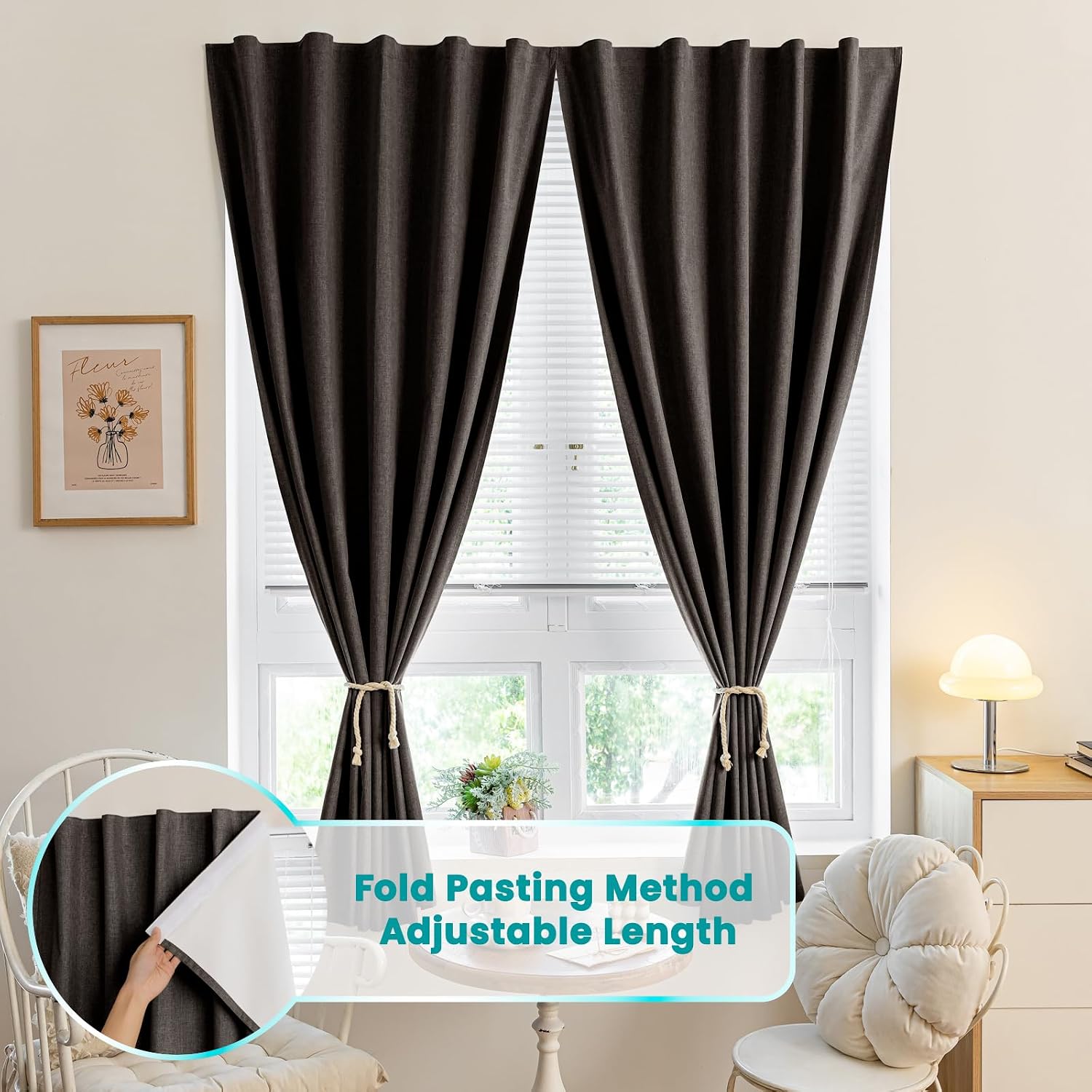 100% Blackout French Door Curtains, Room Darkening Shades Small Window Curtain Drapes Thermal Insulated Tricia Door Blinds for Classroom…