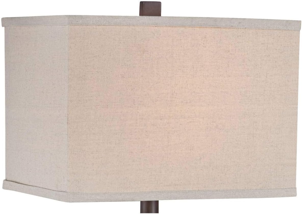 Franklin Iron Works Tahoe Small Rustic Traditional Style Table Lamp 26" High Natural Stale Rectangular Box Shade for Living Room Bedroom…
