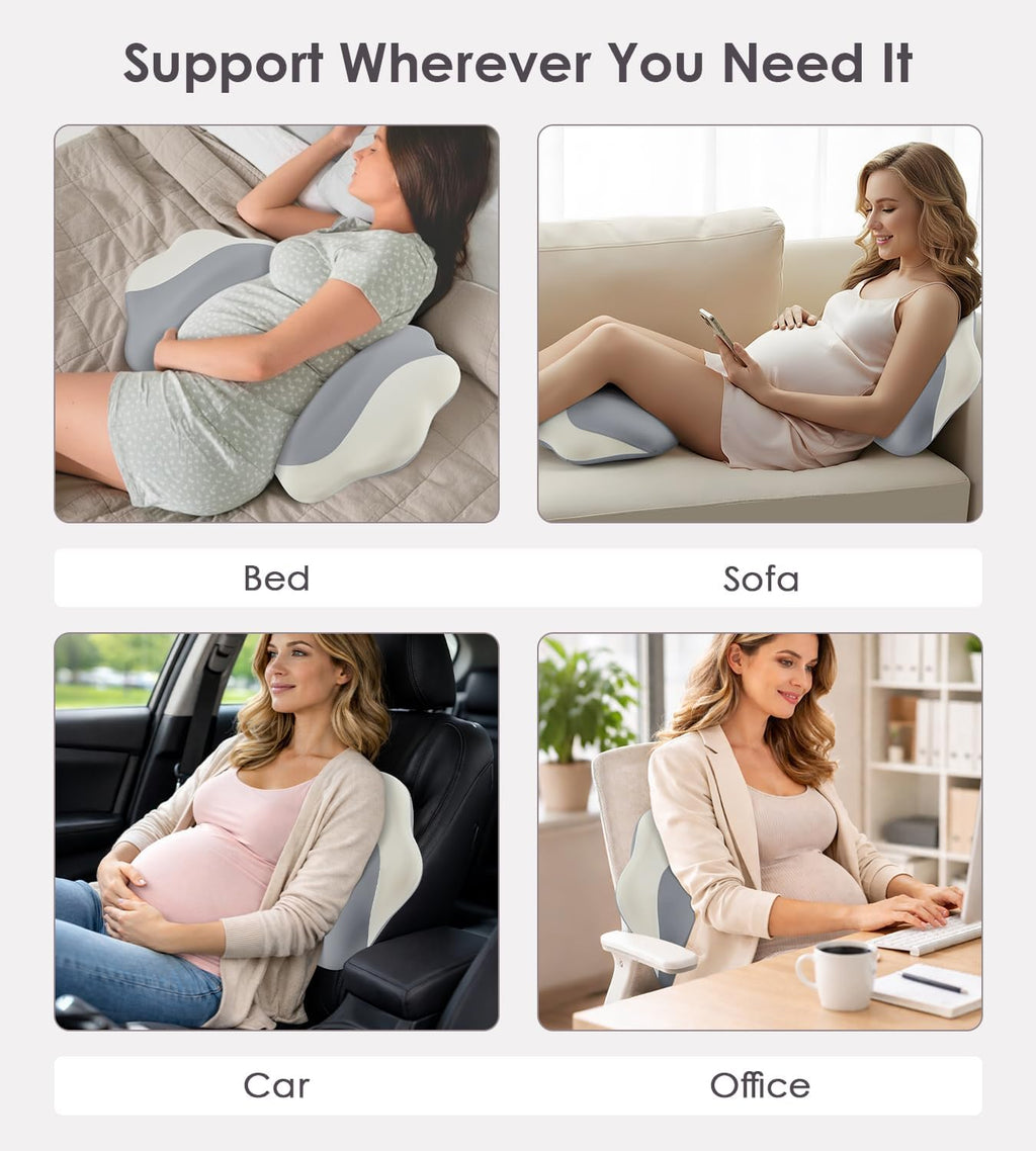 Donama Memory Foam Pregnancy Pillow- with Adjustable Air Bag for Back/Legs/Belly/HIPS Support, W-Shaped Pregnancy Wedge Pillows for Sleepin…
