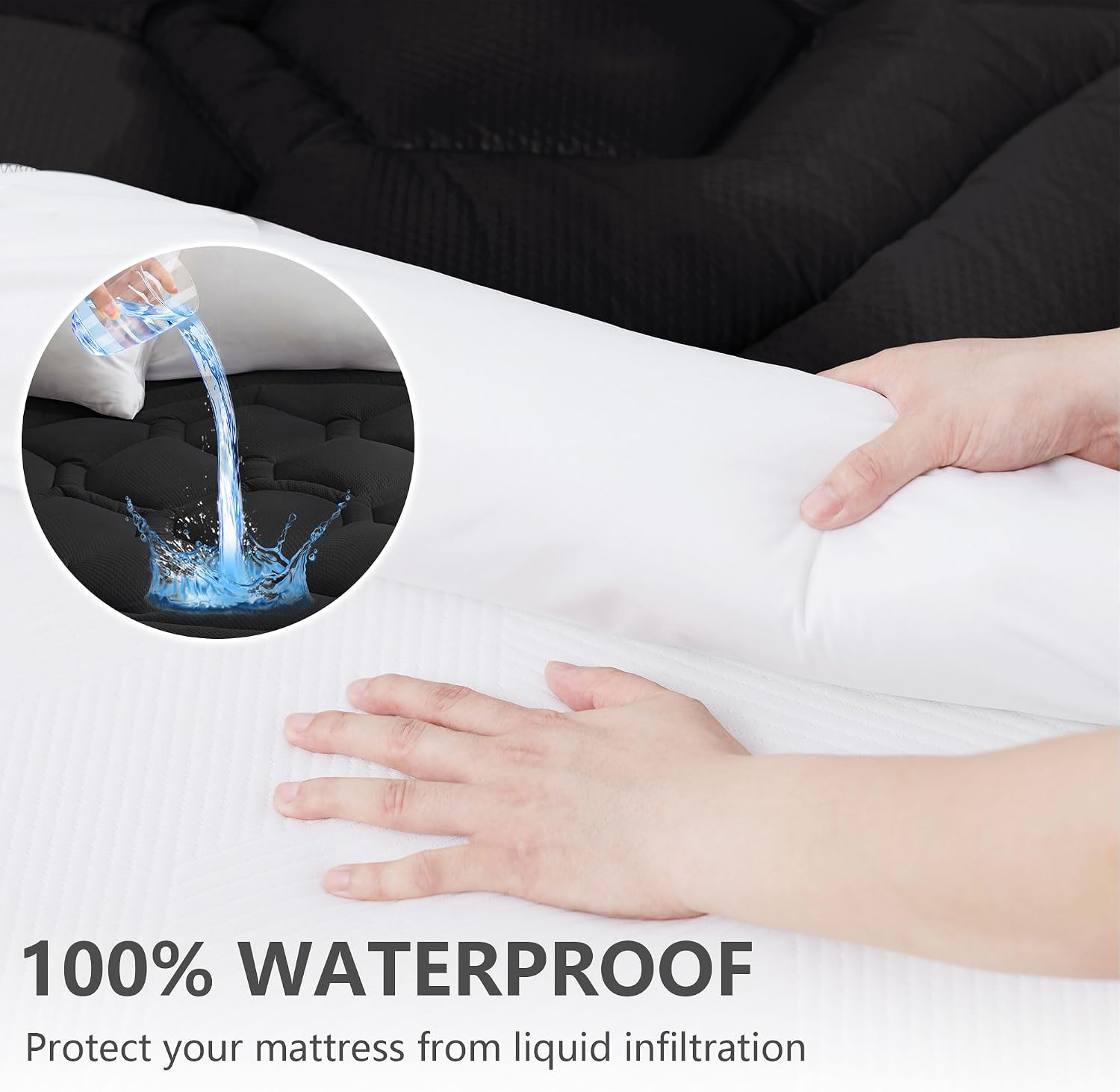 ELVEN HOME King Size Mattress Pad Waterproof, Cooling Mattress Topper Noiseless, Leak Proof Mattress Protector Deep Pocket Washable…