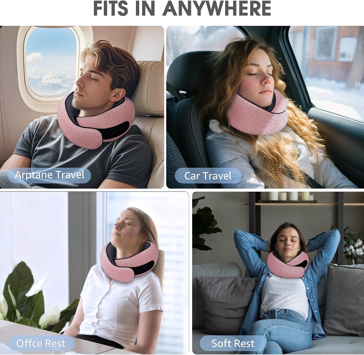Neck Travel Pillows for Airplanes Memory Foam Neck Comfort Pillow Compact Ergonomic Design Sleeping Essentials for Long Flights Car Rides…