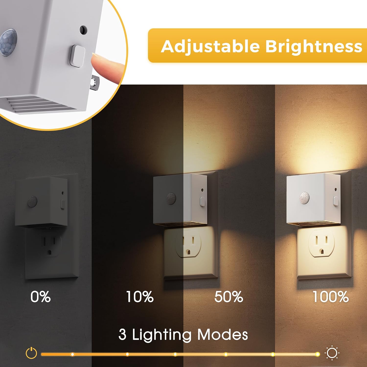 L LOHAS LED Night Light, Plug in Night Light with Motion Sensor and Dusk to Dawn Sensor,[4-Pack] Brightness Adjustable,3000K Soft White…
