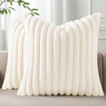 Pallene Faux Fur Plush Fall Throw Pillow Covers 20x20 Set of 2, Luxury Soft Fluffy Striped Decorative Pillow Covers for Sofa, Couch…