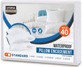 Utopiabedding Utopia Bedding 100% Waterproof Pillow Protectors with Zipper Standard Size (Set of 40), Bed Bug and Dust Mite Proof Zippered…