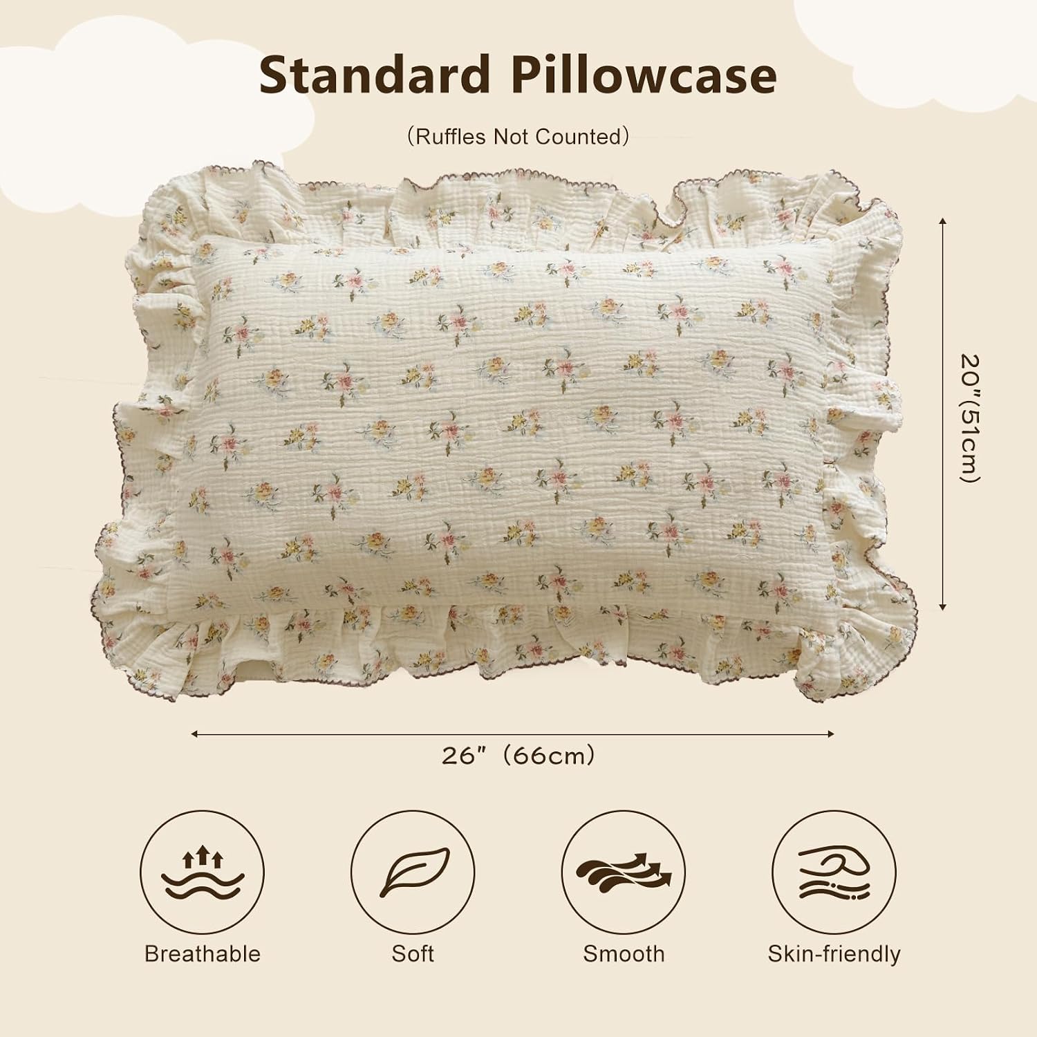 BuLuTu Cotton Muslin Kids Toddler Pillowcase with Cute Azalea Flowers Pattern Super Soft Crib Nursery Pillowcase for Boys, Girls, Bedding…