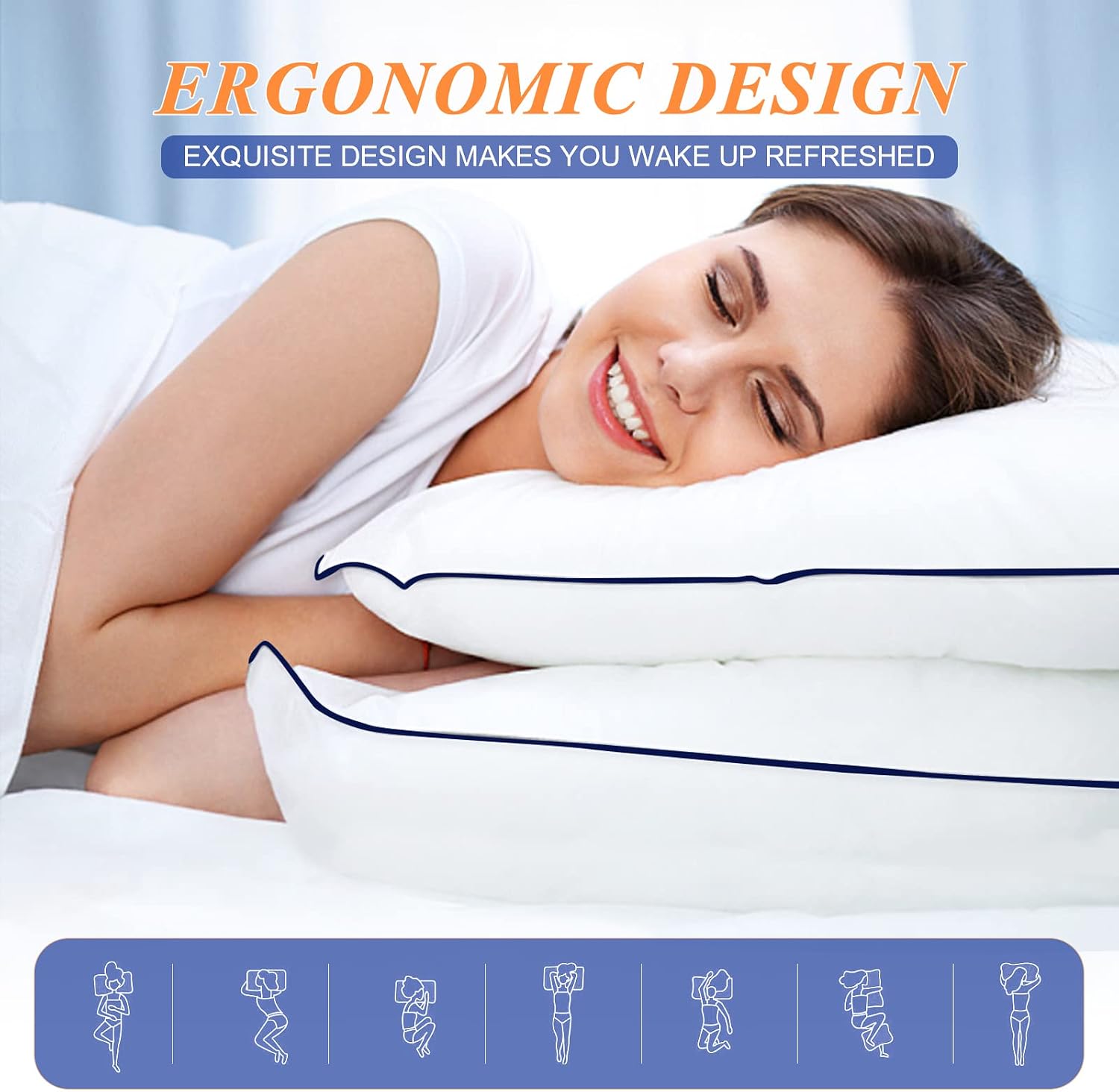 MZOIMZO Bed Pillows for Sleeping- Medium Soft, Queen Size Set of 2, Cooling Hotel Quality for Back, Stomach or Side Sleepers