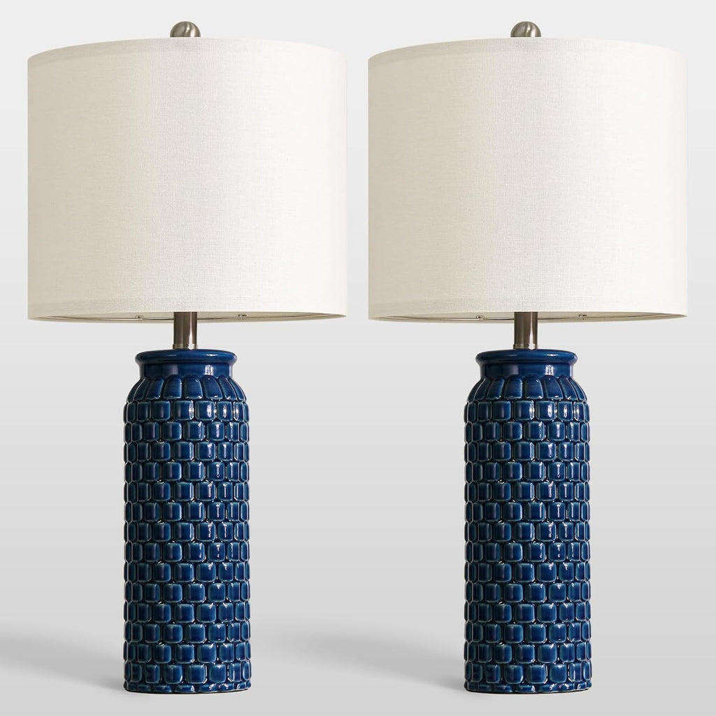 USumkky 27" Ceramic Table Lamps Set of 2 - Modern Farmhouse & Boho Style, Bedside Nightstand Lamps for Bedroom, Living Room End Table…