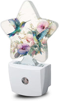 Snowmolle Hummingbird Bird Floral Night Lights Plug Into Wall, Vintage Flower Star Night Light for Kids, Nightlight with Dusk to Dawn Smart S…