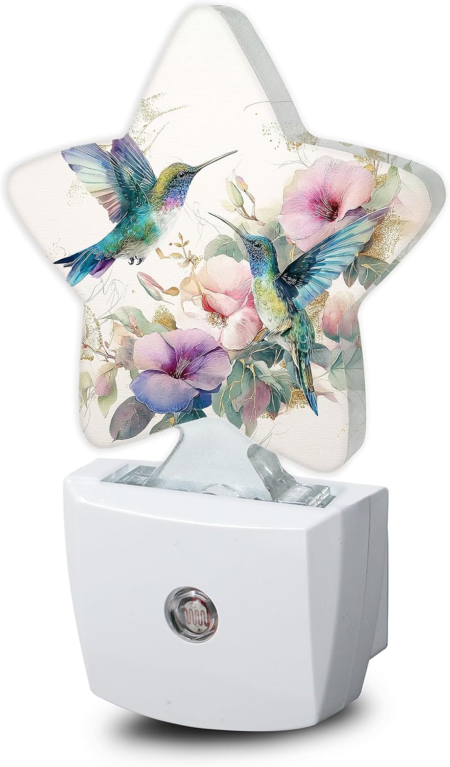 Snowmolle Hummingbird Bird Floral Night Lights Plug Into Wall, Vintage Flower Star Night Light for Kids, Nightlight with Dusk to Dawn Smart S…