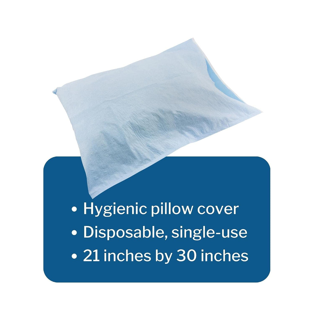 McKesson Disposable Pillow Case Covers [200 Count] Bulk Pillowcase, Single-Use for specialized Hospital Travel, Standard Size, Blue, 21…