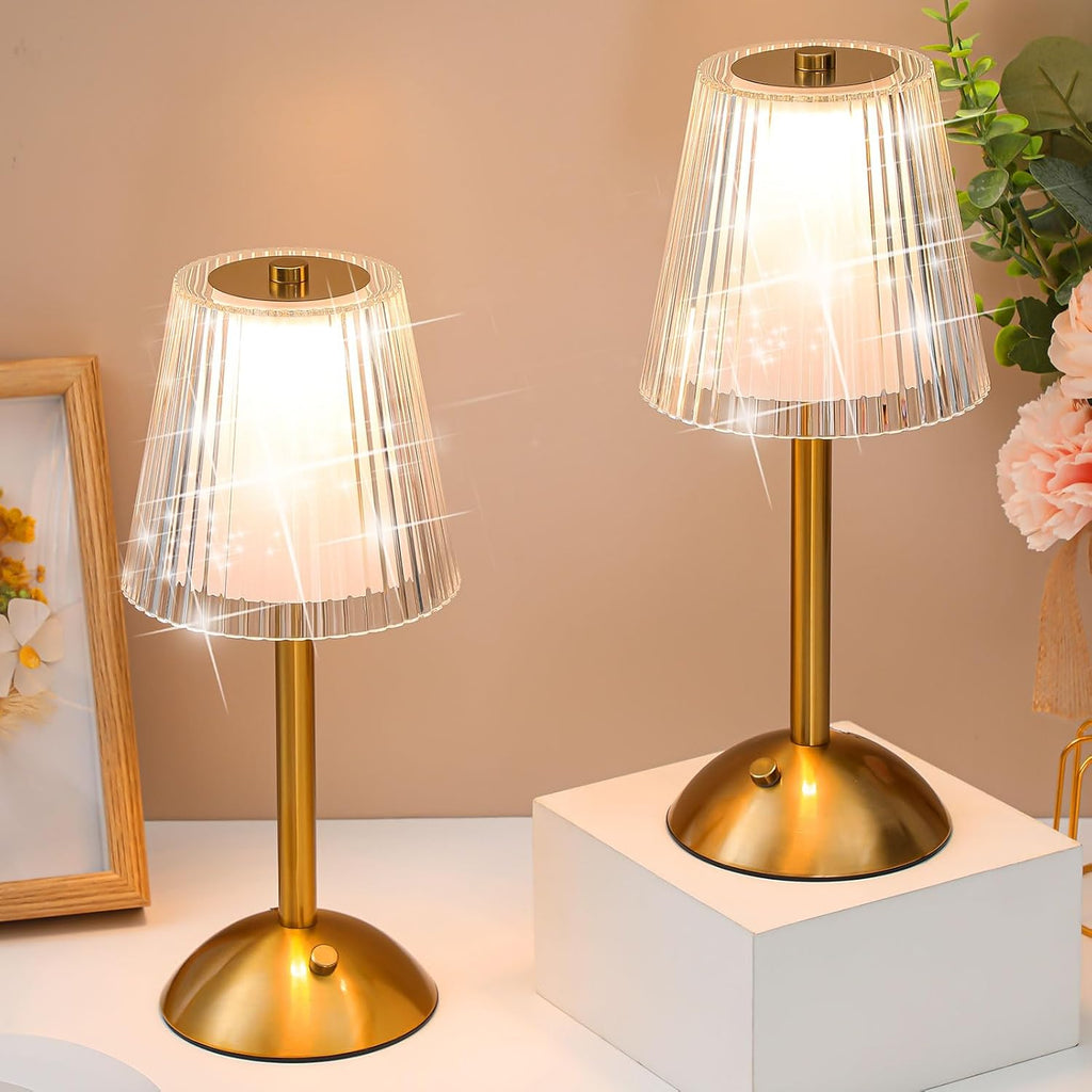 Liliful 4 Pcs Cordless Table Lamp Rechargeable Touch LED Small Gold Portable Battery Operated USB-c Desk Lamp 3 Color Dimmable for…