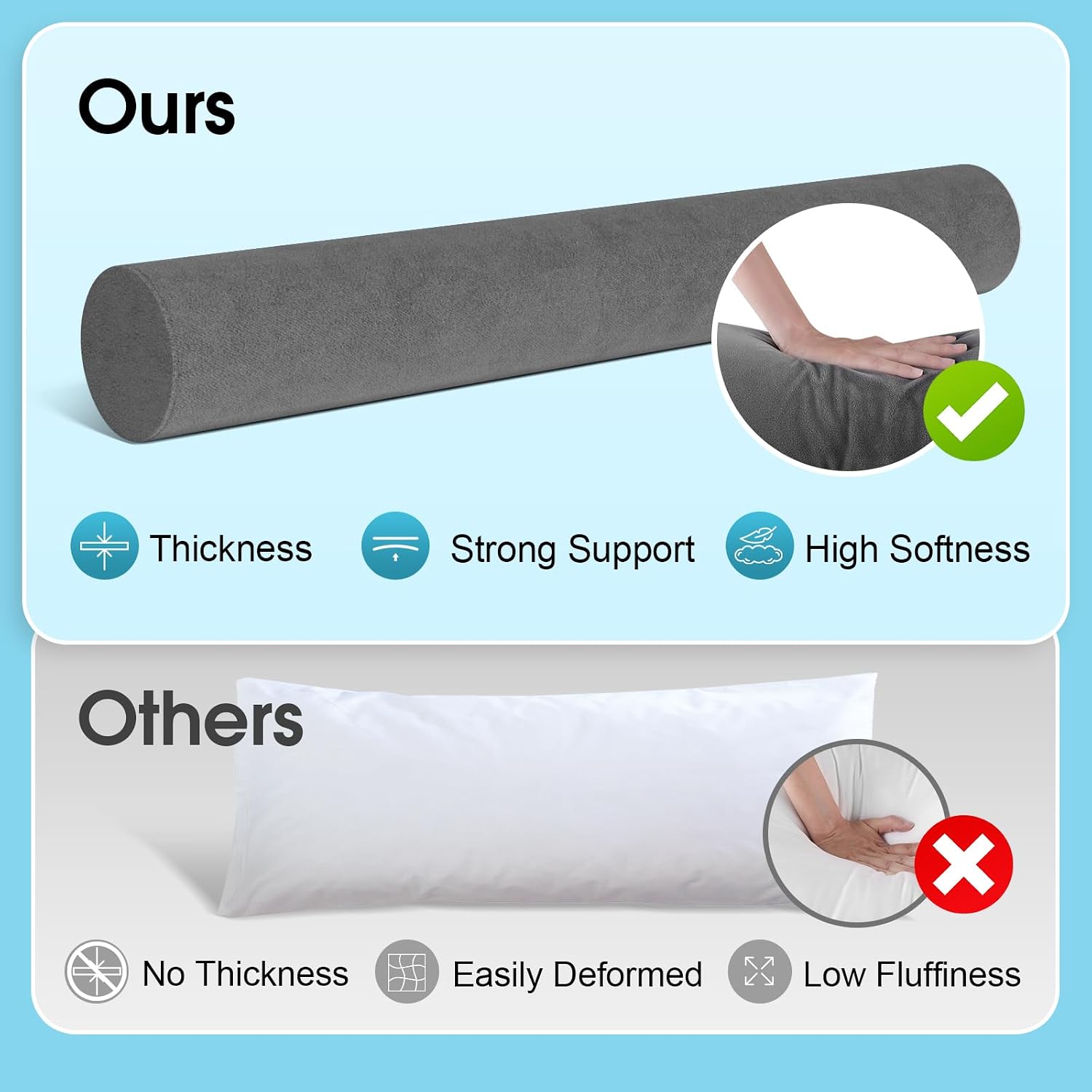 SereneCloud Memory Foam Body Pillow for Bed, Long & Big Full Body Pillows for Adults, Multifunctional Bolster Pillows with Removable &…