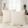JoraLion 20x20 inch Boucle Throw Pillow Covers, Cream Woven Texture Neutral Pillow Cover Breathable Cushion Case for Couch Sofa Bed…