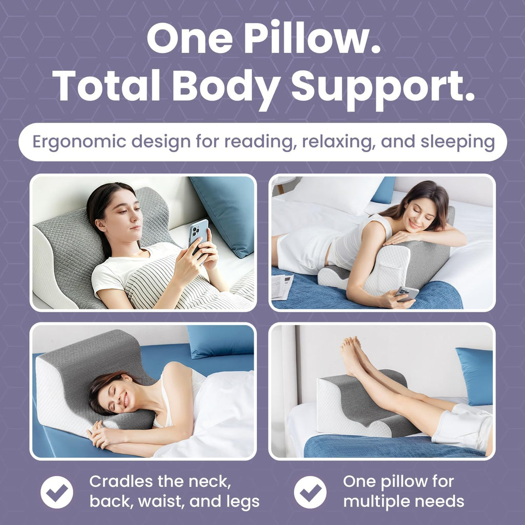 Zerora Reading Pillow for Sitting Up in Bed Rest, Lumbar Neck Support Pillow with Back Support, Home Bedroom Sofa Dorm Essentials for…
